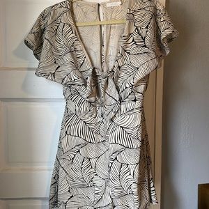 Boutique Contemporary-Printed Tie Front Romper